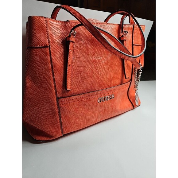 GUESS Y2k Purse, Handbag Adj Strap Tote Coral/Pink Faux Leather - Picture 2 of 16